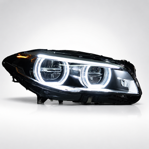 Fari a <span class=keywords><strong>LED</strong></span> BK per <span class=keywords><strong>BMW</strong></span> Serie 5 <span class=keywords><strong>F10</strong></span> 2011-2017, Gruppo Ottico con Angel Eyes e Luci Diurne, Aggiornamento Fari Anteriori - Product Image 2