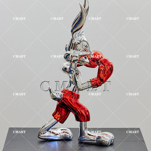 Conejita Boxeadora con Logotipo de Marca, Escultura Pop Art, Conejita de Escritorio, Decoración para el Hogar, Artesanía de Resina, Obra de Arte de Galería - Product Image 6