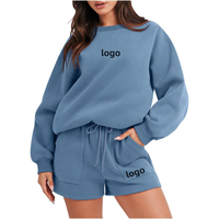Ensembles de survêtements décontractés en molleton bouclette 100 % coton respirant, coupe oversize, couleur unie, pour l'automne, personnalisables OEM de haute qualité