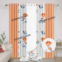 Imprimé en gros 8 pièces mat occultant isolation thermique rideaux à œillets imprimé rideau à oeillets pour chambre avec housses de coussin