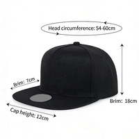 Casquette de baseball 5 panneaux en coton à bord plat, couleur unie, broderie personnalisée, style hip-hop, pour usage quotidien, vente en gros OEM