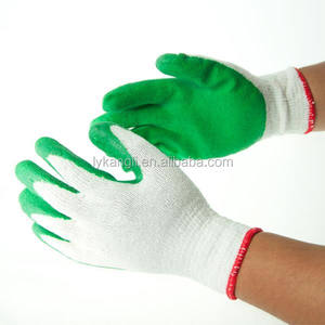 Gants de protection individuelle tricotés en coton blanc enduit de latex uni en caoutchouc de haute qualité - Product Image 1