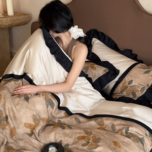 Parure <span class=keywords><strong>de</strong></span> lit quatre pièces élégante et rétro en coton pur à fibres longues, style ancien, avec <span class=keywords><strong>housse</strong></span> <span class=keywords><strong>de</strong></span> <span class=keywords><strong>couette</strong></span> en coton pur - Product Image 3