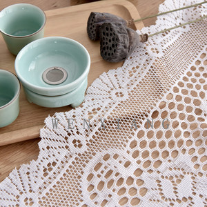 Wenxiang Hollow Lace <b>Table</b> <b>Runner</b> 33X114Cm White Washable For <b>Dining</b> Room - Product Image 4