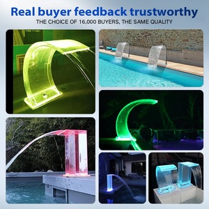 Chute d'eau de piscine durable à angle droit en acrylique transparent personnalisé avec lumière LED - Product Image 5