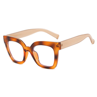 Monturas de anteojos recetados, gafas de ordenador de ojo de gato, gafas de lectura cuadradas de leopardo negro de gran tamaño para mujer, bloqueo de rayos azules