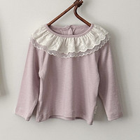 Chemisier à manches longues pour bébé fille avec col à volants en maille superposée, style princesse, pour le printemps et l'automne, idéal pour les occasions quotidiennes, décontractées ou de fête