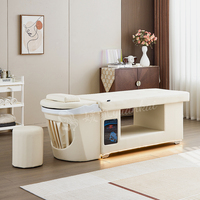 Chaise de massage thaïlandaise multifonctionnelle moderne avec bol beige, shampooing, lumière, lavage des cheveux, soin du visage, lit de spa japonais pour la tête