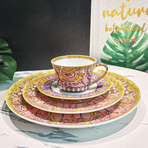 Plato Plano Europeo para Bistec, Plato de Porcelana Fina para Postre, Frutos Secos y Pastel, Juego de Taza y Platillo - Product Image 4