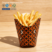 Boîte à frites pliable personnalisée en papier recyclé avec logo, support jetable de qualité alimentaire pour frites à emporter, imprimé pour restauration rapide