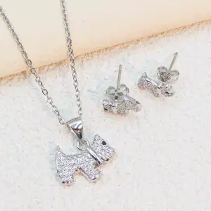 Cubic zirconia bạc mặt dây chuyền, Titanium thép vòng cổ, bông tai, Bộ đồ trang sức