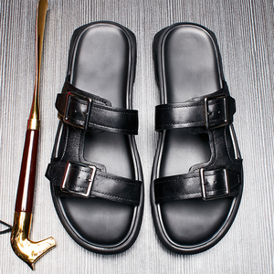 <span class=keywords><strong>Chanclas</strong></span> de cuero genuino <span class=keywords><strong>para</strong></span> <span class=keywords><strong>hombre</strong></span>, sandalias de playa de verano personalizadas, suela blanda antideslizante, zapatillas de medio vestido de moda, Invierno - Product Image 5