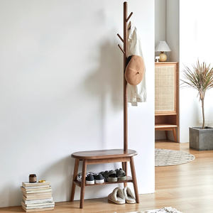 <span class=keywords><strong>Perchero</strong></span> de madera con forma de árbol de roble de madera maciza nórdica con taburete de cambio de zapatos muebles de entrada con <span class=keywords><strong>perchero</strong></span> para sombreros - Product Image 3