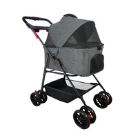Poussette portable G3 pour animaux de compagnie avec cadre en acier, auvent, laisses de sécurité, pliage facile et rangement pour petits animaux de compagnie