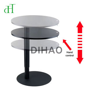 Mesa de Centro Redonda Negra Moderna y Minimalista con Elevación Neumática y Ranura Integrada para Tablet - Product Image 2