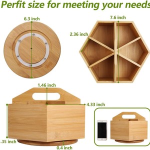Bamboo <b>Pen</b> Holder Rotating Multi Compartment Desktop Storage <b>Box</b> For Pencils Paintbrushes And Office Supplies - Product Image 4