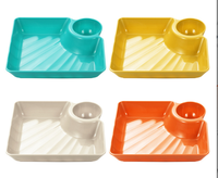 Assiette multifonctionnelle durable en plastique PP écologique, antidérapante, avec fond en forme de boulette et design irrégulier pour sauces et vinaigres