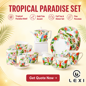<span class=keywords><strong>Set</strong></span> da Tè in Porcellana Bone China da 15 Pezzi con Stampa di Pappagalli, Include Teiera, Tazze, Piattini e Piatti, Perfetto per il Tè del Pomeriggio - Product Image 2