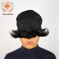 Perruque coupe courte et lisse Bob perruque coupe Pixie cheveux humains avec frange cheveux vierges brésiliens perruque bon marché sans dentelle sur le devant