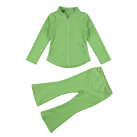 Ensemble de yoga 2 pièces jaune vif pour filles : veste zippée intégrale et leggings évasés taille haute – Tenue de sport athlétique pour enfants – Personnalisation OEM