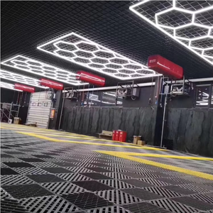 14 Hexagons 110v-<b>240v</b> Moulding Hexagonal <b>Work</b> <b>Light</b> Ceiling <b>Led</b> Honeycomb Garage <b>Light</b> For Office Car Wash Auto Beauty Shop - Product Image 4