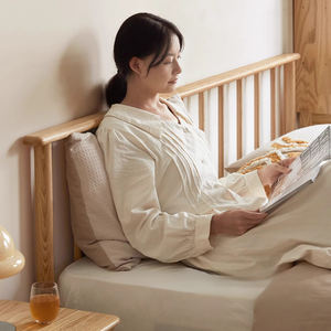 סגנון נרדי יומן ריהוט חדר שינה פשוט עץ אלון מלא פלטפורמה מיטה עץ מלא - Product Image 2