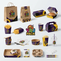 Boîte à frites en papier recyclé avec logo personnalisé, emballage pour hamburgers et poulet à emporter, pour la restauration rapide