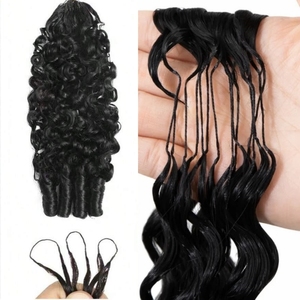 Extensions de <span class=keywords><strong>cheveux</strong></span> humains <span class=keywords><strong>bouclés</strong></span> birmans pré-divisés en vrac <span class=keywords><strong>pour</strong></span> tressage, extensions de <span class=keywords><strong>cheveux</strong></span> humains en plumes sans nœuds <span class=keywords><strong>pour</strong></span> crochet - Product Image 1