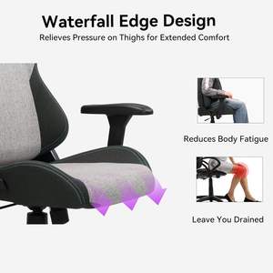 Chaise de bureau de luxe grise, chaise junior, style gamer, chaise de course, en hauteur, pour enfants, étudiants, chaise de jeu - Product Image 4