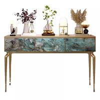 Table de foyer console de style italien avec pierre de luxe en acier inoxydable Oeuvre d'art de designer haut de gamme pour la lumière d'entrée Sensation de luxe