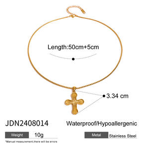 Shopping di lusso per gioielli <span class=keywords><strong>Online</strong></span> placcato <span class=keywords><strong>oro</strong></span> 18k impermeabile croce collana gioielli in acciaio inox per le donne - Product Image 6