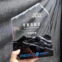 Nouveau trophée de cristal personnalisé en forme de montagne noire claire