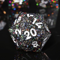 LuxeRoll Stardust Black Sharp Edge Resin Dice Set 7Pcs Polyhedral Sharp Edge DND Dice for TRPG Board Game Gamer Collection Gift