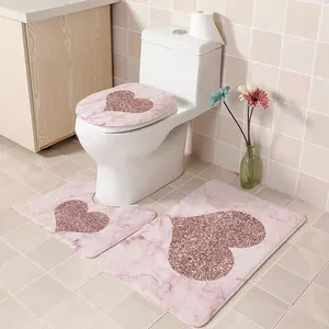 Tapete de banheiro personalizado oem, tapete de banheiro estampado único poliéster com 4 peças