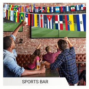Mini-drapeaux rectangulaires multinationaux en polyester pour la Coupe du Monde de football 2026 en Arabie Saoudite – Guirlande de fanions pas chers pour l'encouragement sportif - Product Image 6
