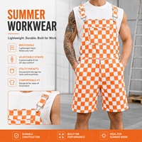 Conjunto de Pantalones Cortos con Tirantes a Cuadros para Hombre con Logotipo Personalizado, Mono a Cuadros, Ropa de Trabajo, Tallas Grandes S-5XL, Uniforme Casual de Verano