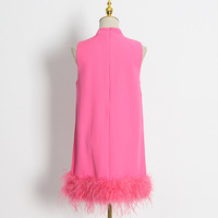 Grande réduction Robe pour femme en stock expédition rapide Mode estivale Robe sans manches ample avec bordure en plumes d'autruche