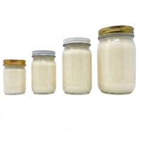 Bocaux en verre sans BPA de 2 oz, 4 oz, 8 oz, 16 oz avec couvercle métallique pour miel, sauces, épices, beurre – Contenants de 1 livre