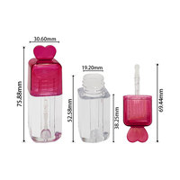 Tube de brillant à lèvres vide en plastique transparent en forme de cœur, personnalisable pour l'emballage cosmétique – Vente en gros