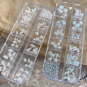 Nuevos Accesorios para Uñas, Estilo Marino de Verano, 12 Compartimentos, Color Aurora, Estrella de Mar, Concha, Perla, Dijes de Cristal para Decoración de Uñas - Product Image 5