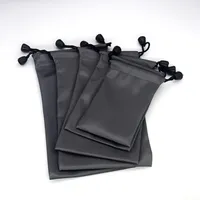 Sac à cordon étanche à la poussière à coudre manuelle de petite taille Sac en polyester noir Pochette pour câble de données pour casque
