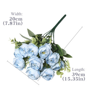 Flores Artificiales de Peonía Lichao, 10 Piezas, Color Blanco, Rosa y Champán, Decoración para Bodas y Hogar, Reutilizables - Product Image 5
