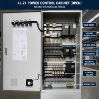 Armoire électrique intérieure personnalisée XL-21 400V 15kA triphasée 4 fils, thermolaquée pour panneau de commande de machines de convoyage