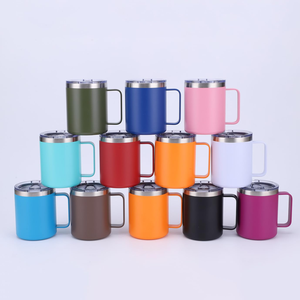 Custom logo 12oz Stainless Steel Double Wall <b>Insulated</b> Thermal Camping Travel <b>Coffee</b> <b>Mug</b> With Handle - Product Image 5