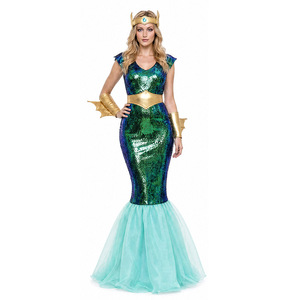 Mera Aquaman Kostüm Pailletten-Meerjungfrauenkleid Erwachsenen-Halloween-Cosplay - Product Image 1