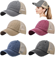 Gorra Trucker Vintage Curve de 5 Paneles, Malla de Poliéster/Algodón, Cierre de Hebilla Metálica, Acabado Lavado, Diseño de Letras Personalizable, Unisex