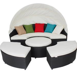 Luxury Modern Outside Garden Wicker <strong>Daybed</strong> Pool Rope Round Sofa Set Waterproof Cushion Pe Rattan Sun Lounge <strong>With</strong> <strong>Canopy</strong> - Product Image 3