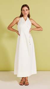 Personalizado Premium moda traje cuello diseño mujeres algodón y lino vestido largo una línea abrigo vestido sin mangas - Product Image 3