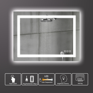 Defogger hình chữ nhật Vuông Tường Backlit cảm ứng cảm biến chuyển đổi không khung Tempered led phòng tắm tắm gương với ánh sáng cho phòng tắm - Product Image 6