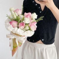 Emballage de fleurs Rose Bouquet Rose Fleuriste Emballage Boîte-cadeau Emballage de fleurs Sac à poignée créative Sac en papier kraft pour fleur